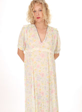 40s Floral Ruffled Slip Dress Maxi